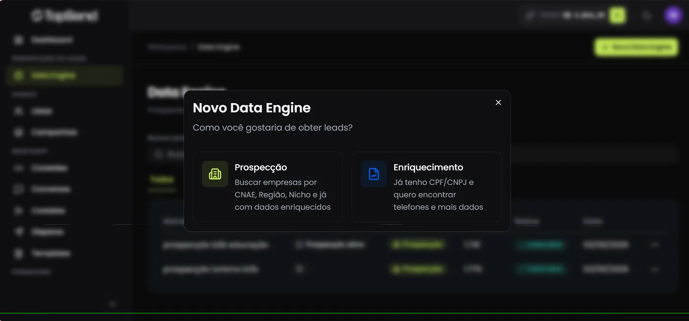 Prospecção de empresas por CNAE e região no Data Engine
